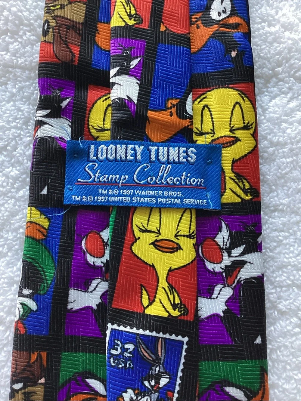 Warner Bros. Looney Tunes Character Panel Tie in Black Multi-Color